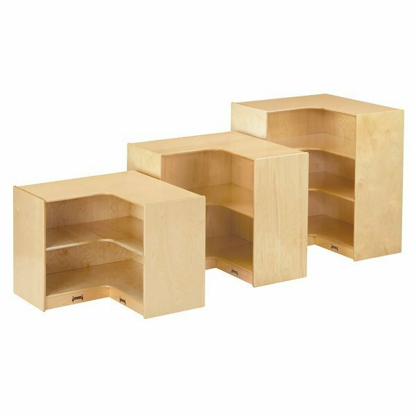 Jonti-Craft corner storage cabinet: Baltic Birch wood, super-sized, 3-shelf, 30'' x 15'' x 35 1/2''. 5316691
